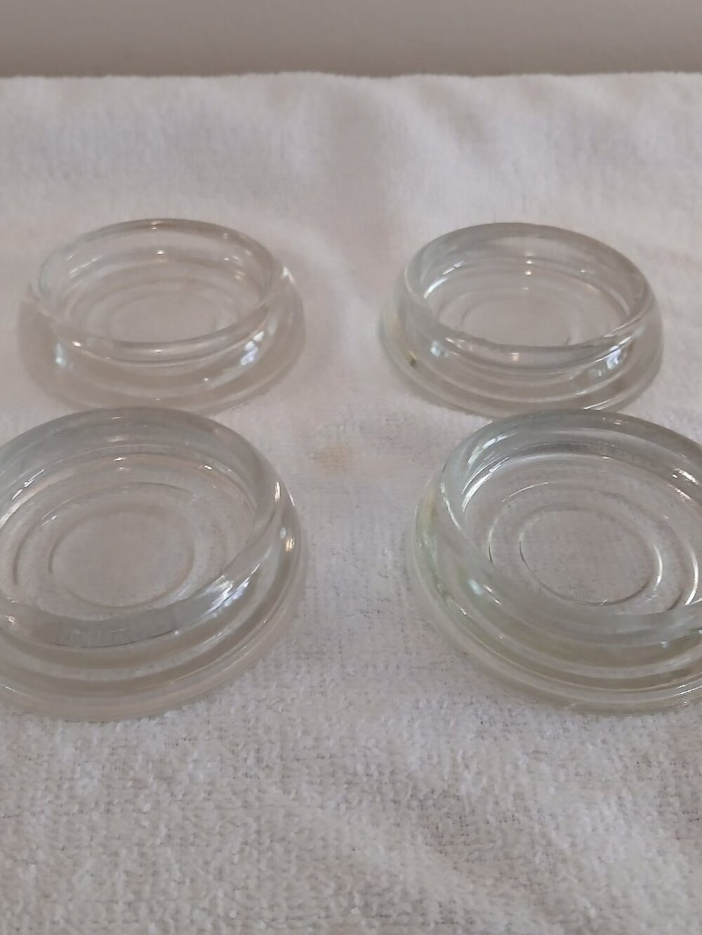Vintage Furniture Leg Coasters / Floor Protectors in Clear Glass by Anchor Hocki